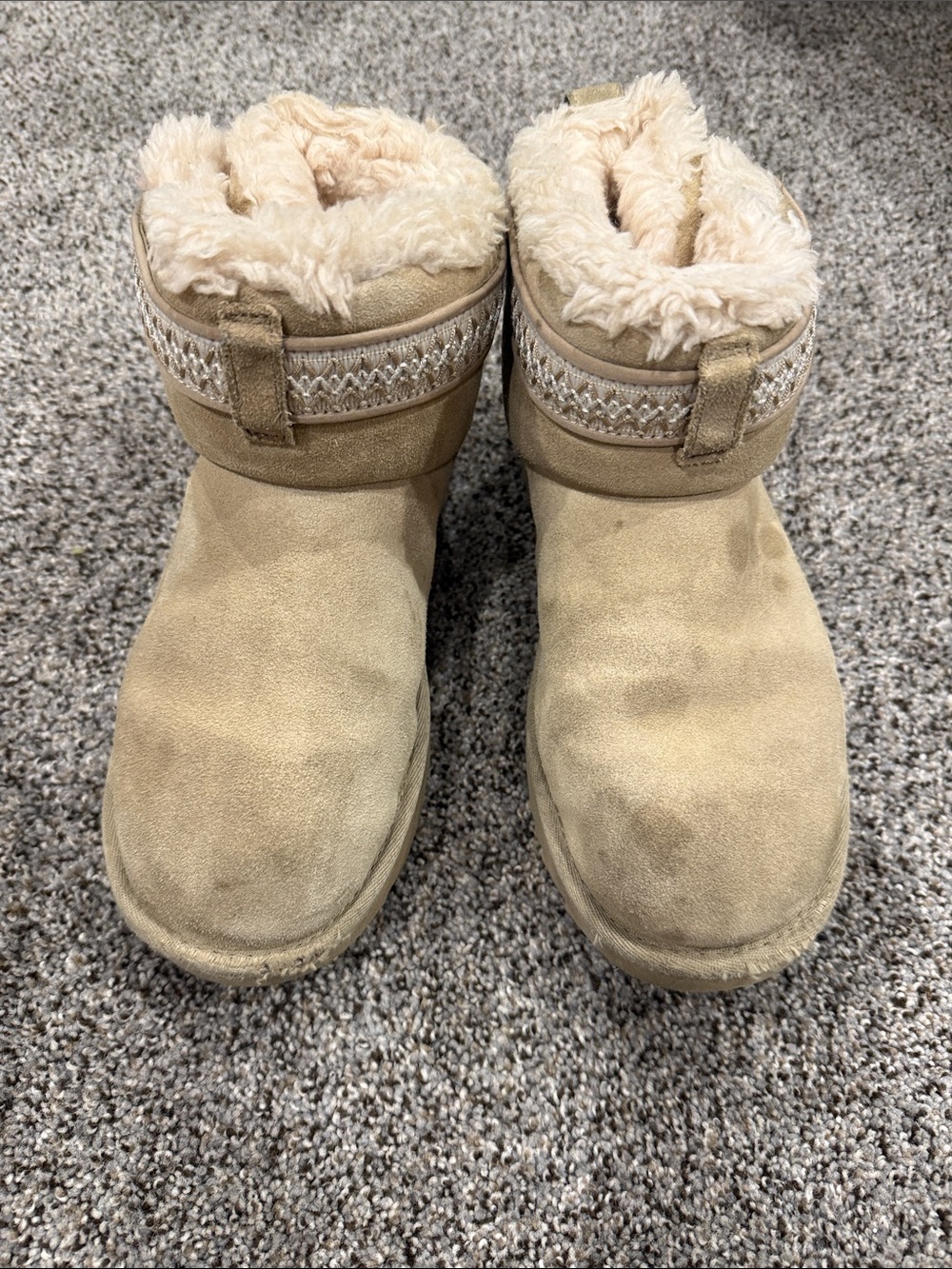 UGG Tan Shearling Cuff Short Boots